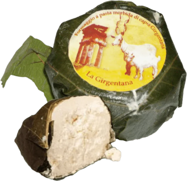 Soft goat cheese wrapped in leaves